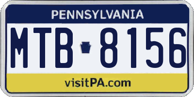 PA license plate MTB8156