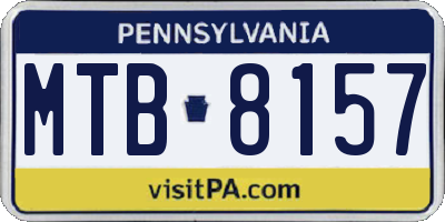 PA license plate MTB8157