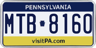 PA license plate MTB8160