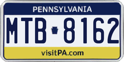 PA license plate MTB8162