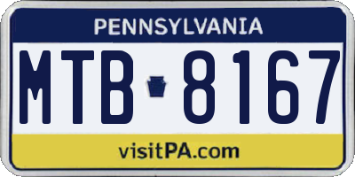 PA license plate MTB8167