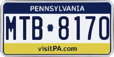 PA license plate MTB8170