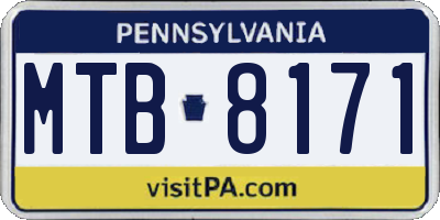 PA license plate MTB8171