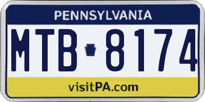 PA license plate MTB8174