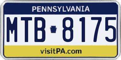 PA license plate MTB8175