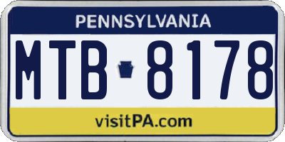 PA license plate MTB8178