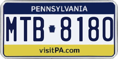 PA license plate MTB8180