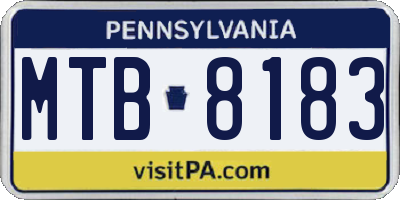 PA license plate MTB8183