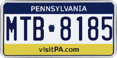 PA license plate MTB8185