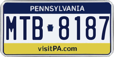 PA license plate MTB8187
