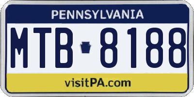 PA license plate MTB8188