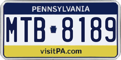 PA license plate MTB8189