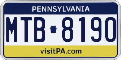 PA license plate MTB8190