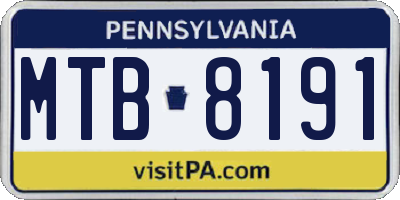 PA license plate MTB8191