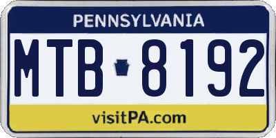PA license plate MTB8192