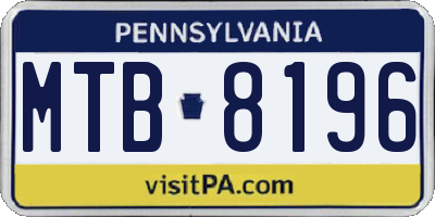 PA license plate MTB8196