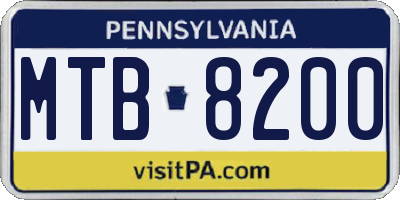 PA license plate MTB8200
