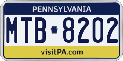 PA license plate MTB8202