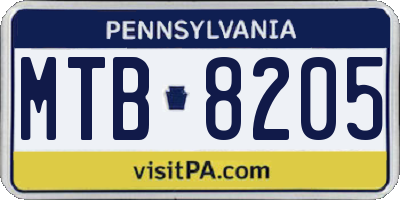 PA license plate MTB8205
