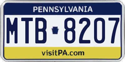 PA license plate MTB8207