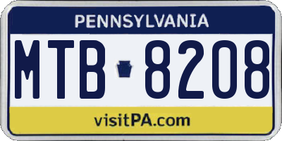 PA license plate MTB8208