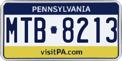 PA license plate MTB8213