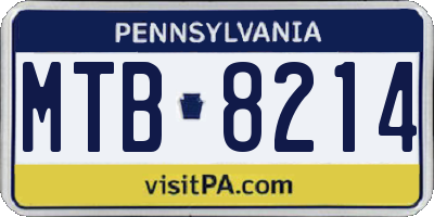 PA license plate MTB8214