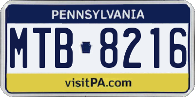 PA license plate MTB8216