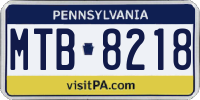 PA license plate MTB8218