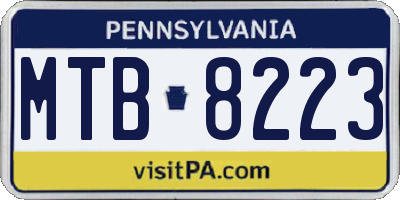 PA license plate MTB8223