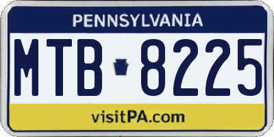 PA license plate MTB8225