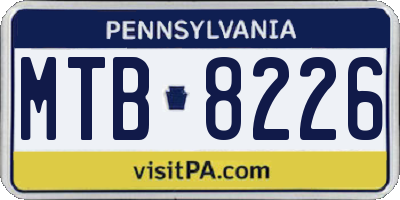 PA license plate MTB8226