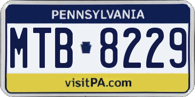PA license plate MTB8229