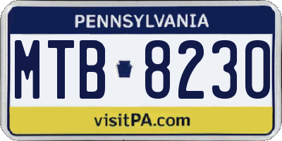 PA license plate MTB8230