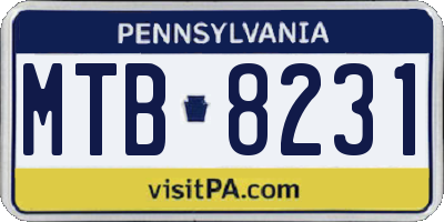 PA license plate MTB8231