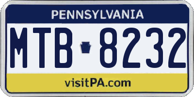 PA license plate MTB8232