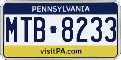 PA license plate MTB8233