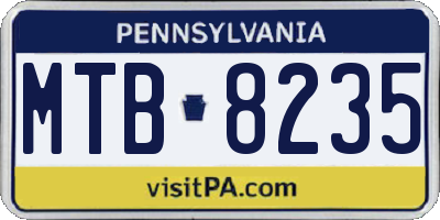 PA license plate MTB8235