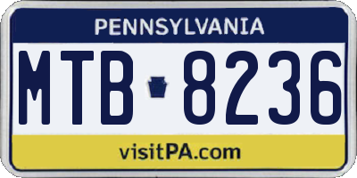 PA license plate MTB8236
