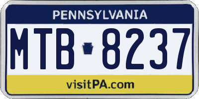PA license plate MTB8237