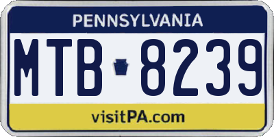 PA license plate MTB8239
