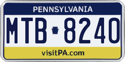 PA license plate MTB8240