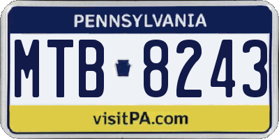 PA license plate MTB8243