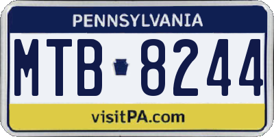 PA license plate MTB8244