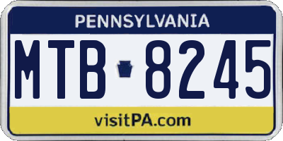 PA license plate MTB8245
