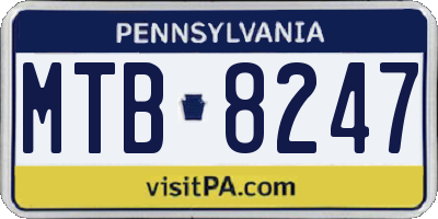 PA license plate MTB8247