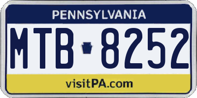 PA license plate MTB8252