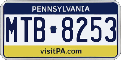 PA license plate MTB8253