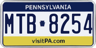 PA license plate MTB8254