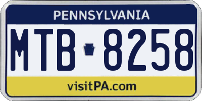 PA license plate MTB8258